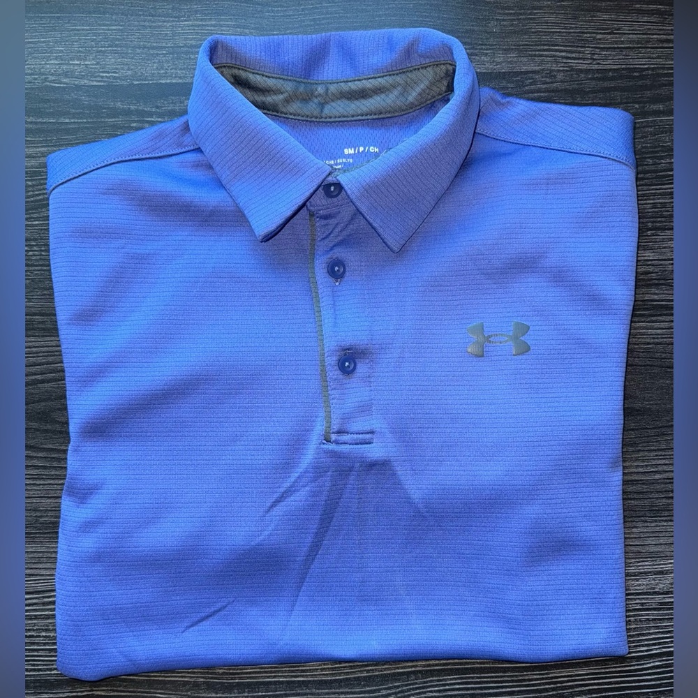 Under Armour Men's Starlight Pitch Grey (Blue/Purple) Tech Polo Shirt